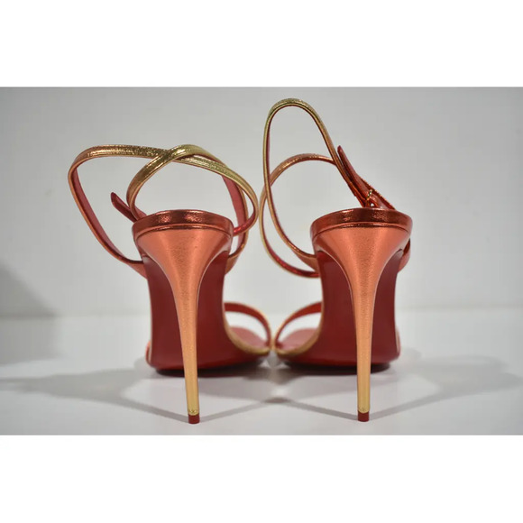 Christian Louboutin Loubigirl 100 Fiamma Red Ankle Strap Sandal Heel Pump 38.5 - Picture 11 of 12